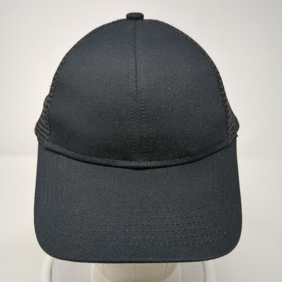 Port Authority Strapback Trucker Hat Black One Size Adjustable Mesh Back Cotton - Picture 2 of 9